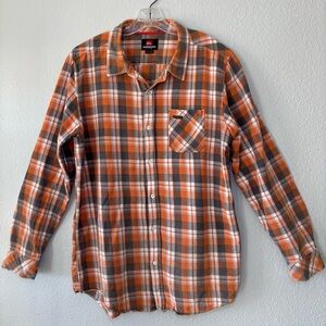 QUIKSILVER Men's Plaid Shirt XL Button Up Long Sleeves Skate Grunge Western Surf